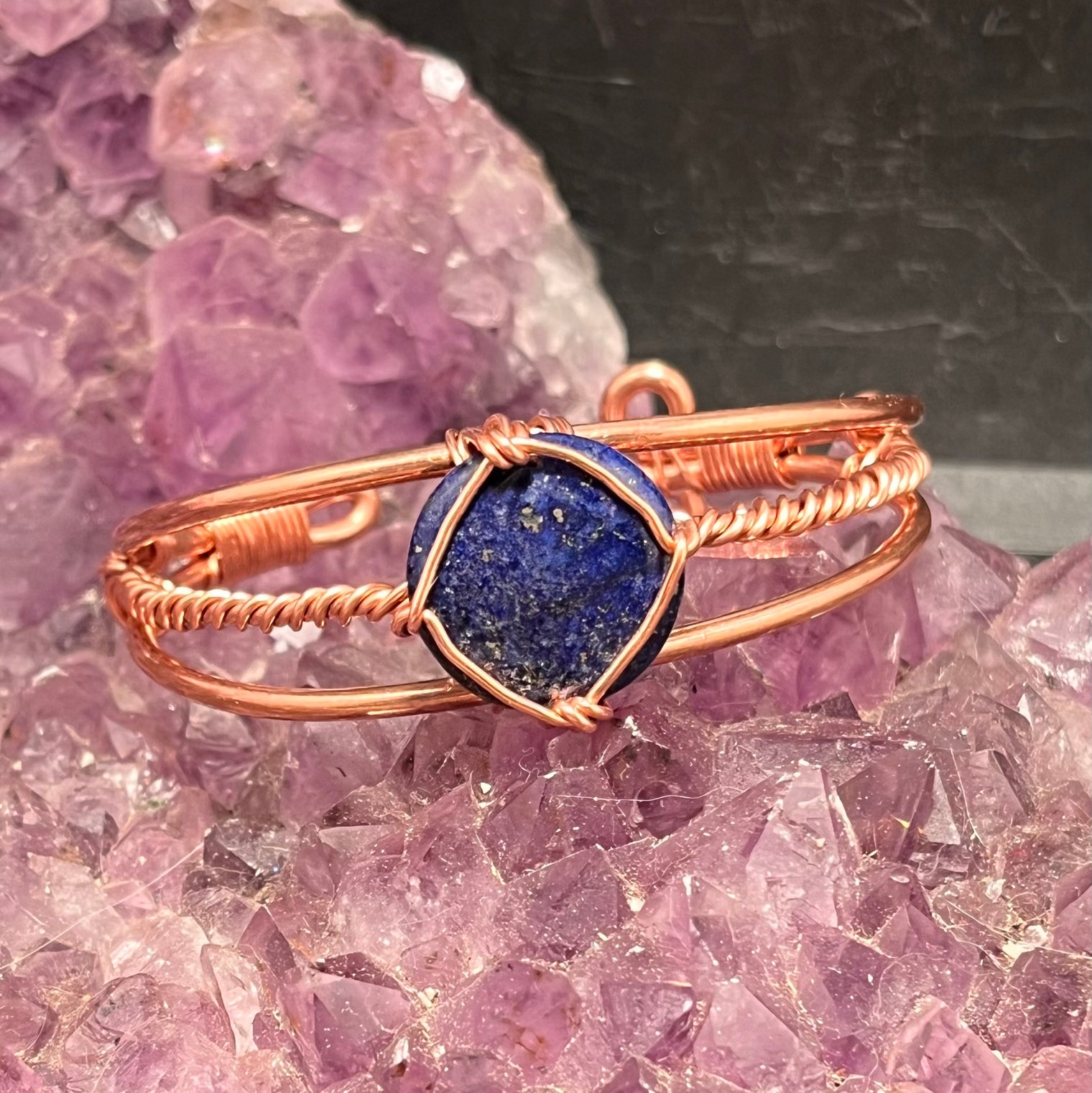Lapis Lazuli Copper wire wrapped bracelet