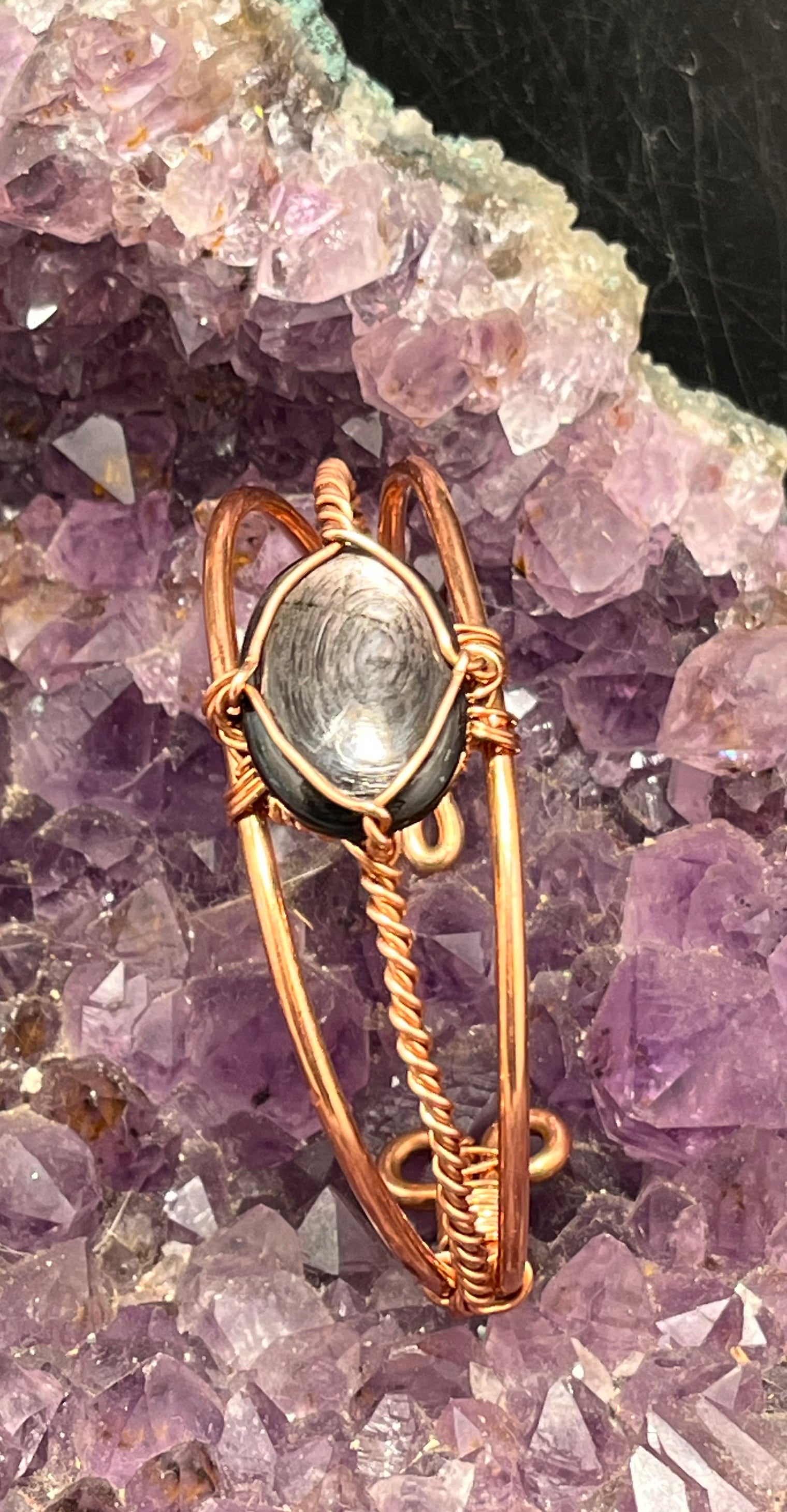 Hypersthene Copper Bracelet Wire wrapped Handmade