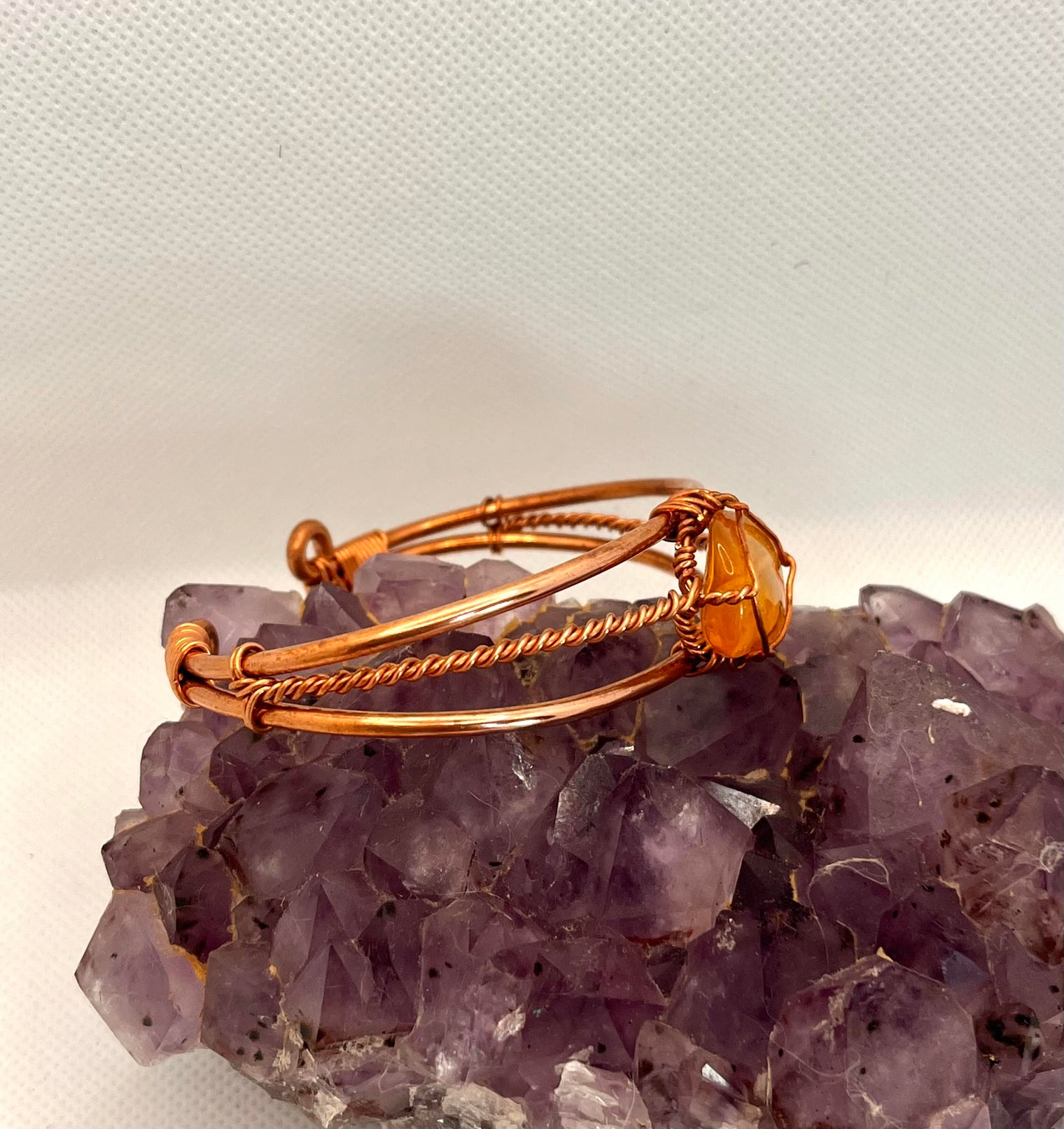Amber Copper Wirewrapped Bracelet