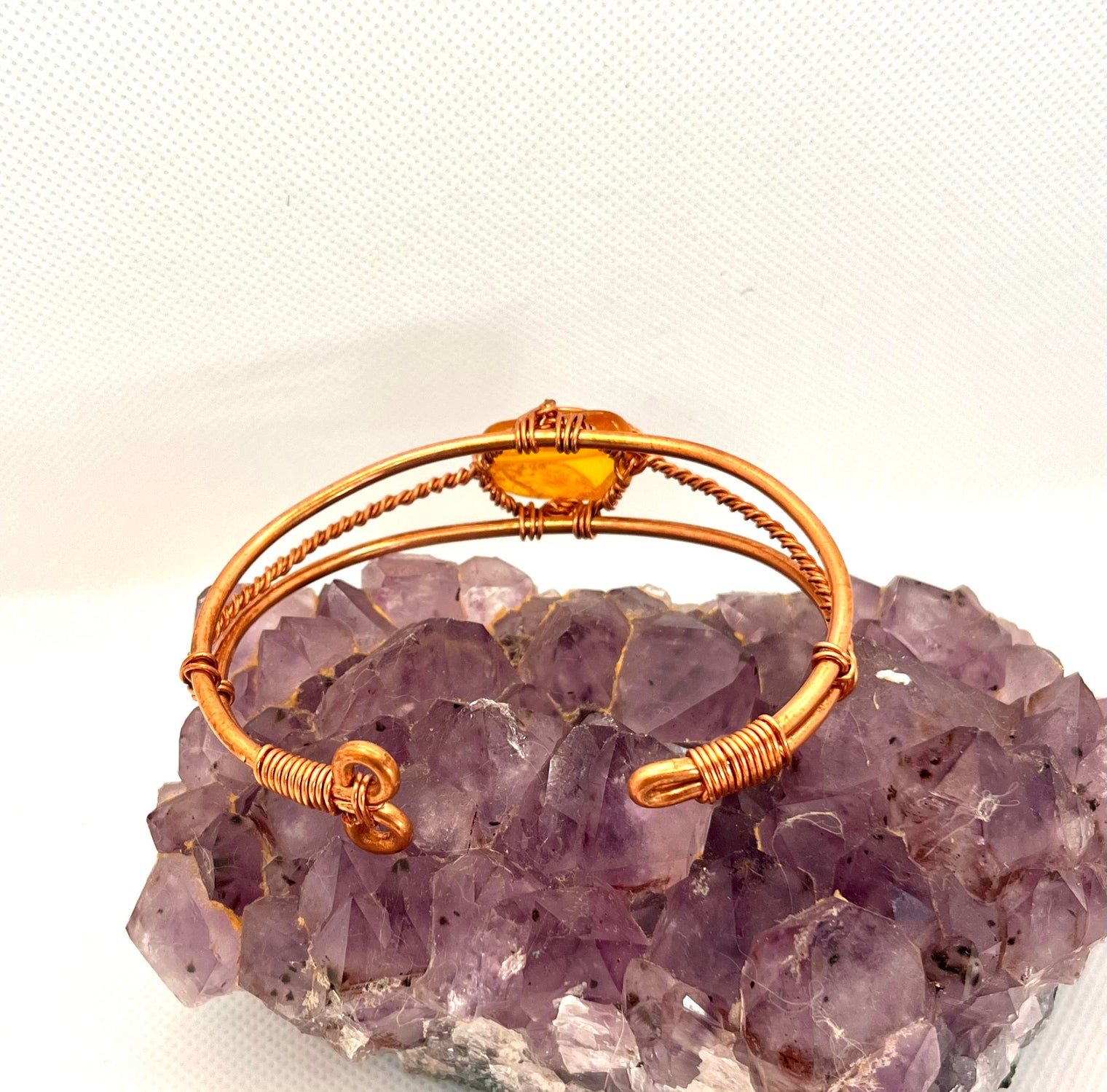 Amber Copper Wirewrapped Bracelet