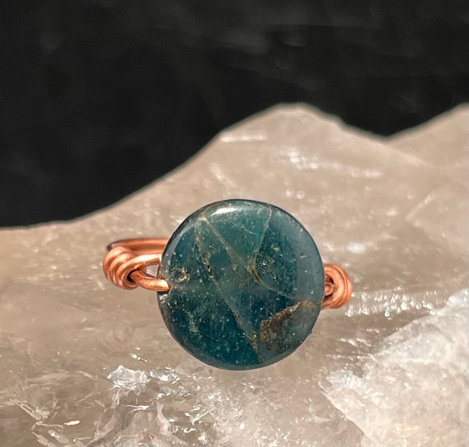 Apatite Copper Bead Ring