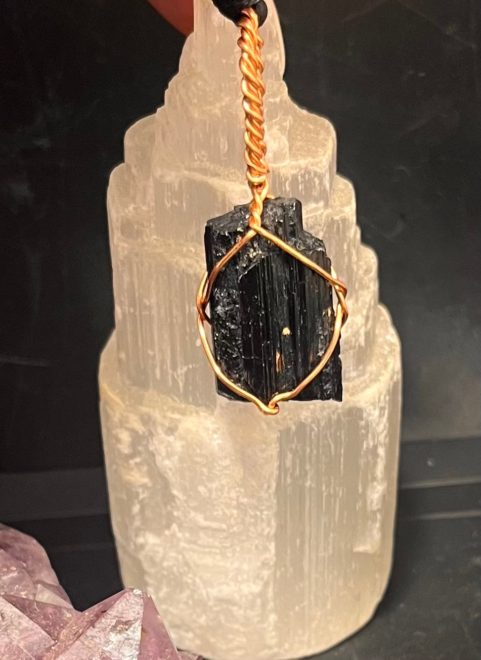 Black Tourmaline Copper Pendant