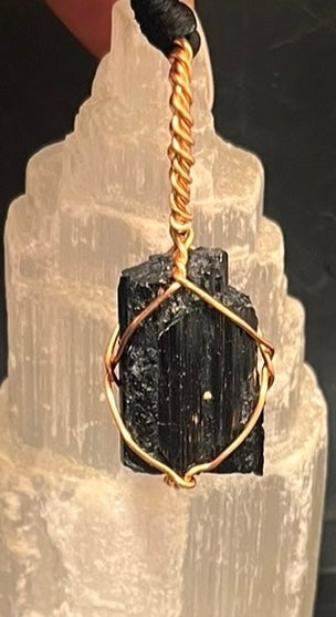 Black Tourmaline Copper Pendant