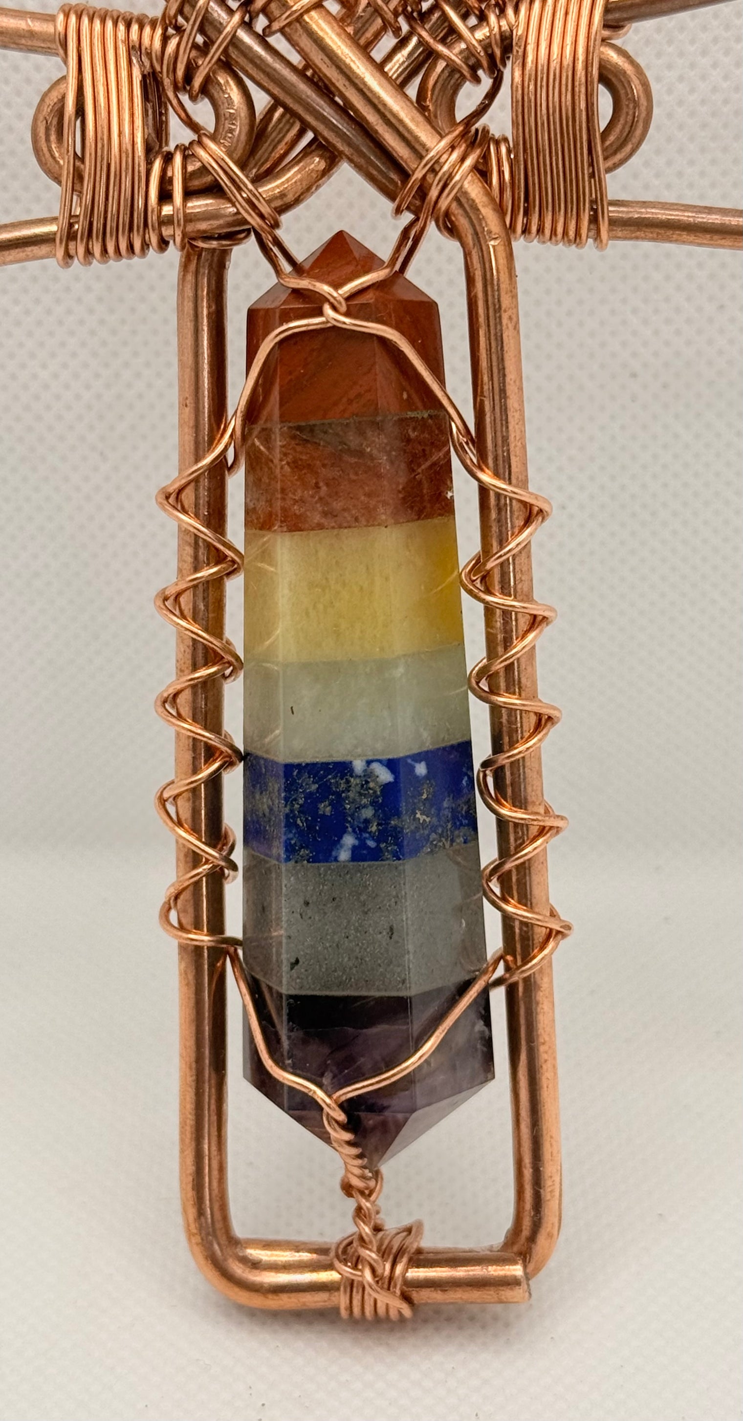 chakra stone copper ankh with crystal quartz gallet