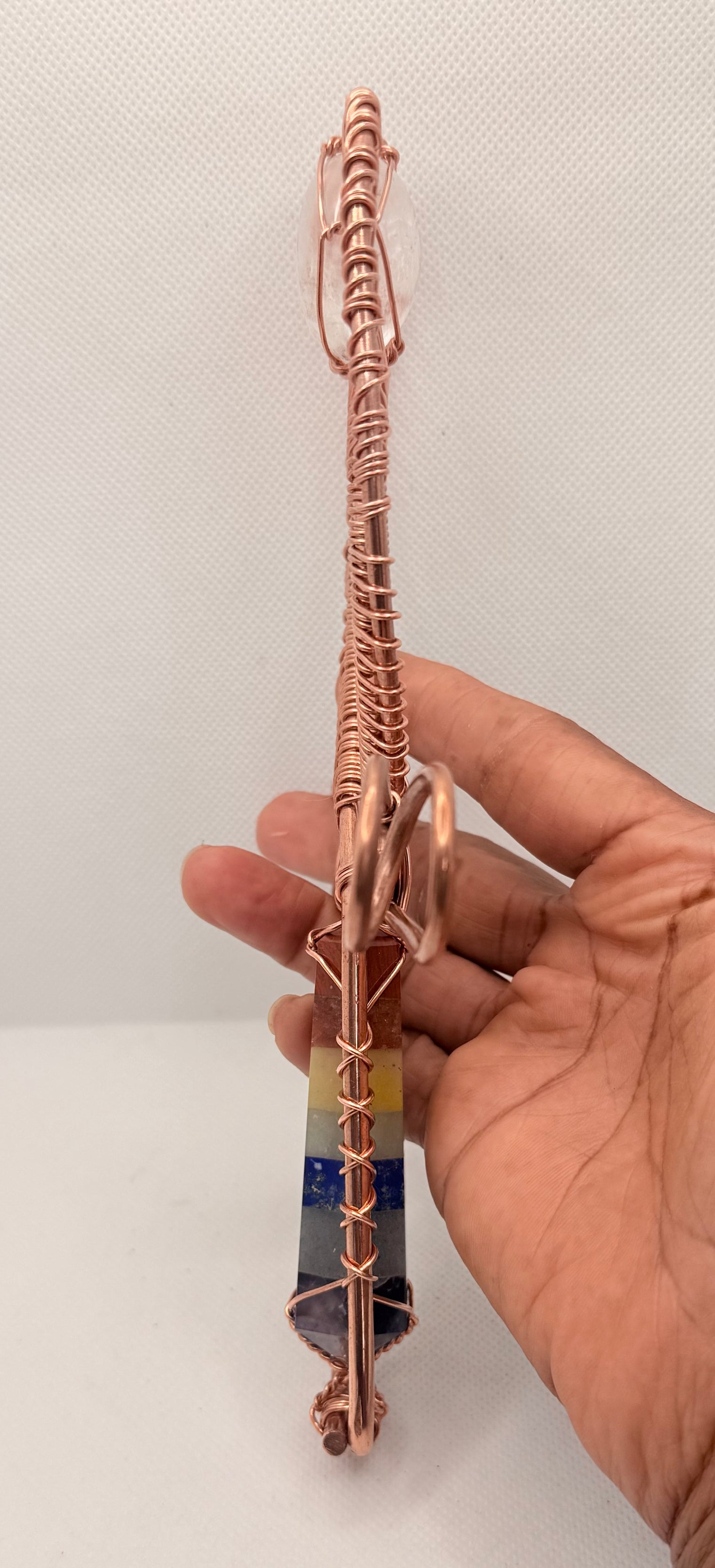 chakra stone copper ankh with crystal quartz gallet