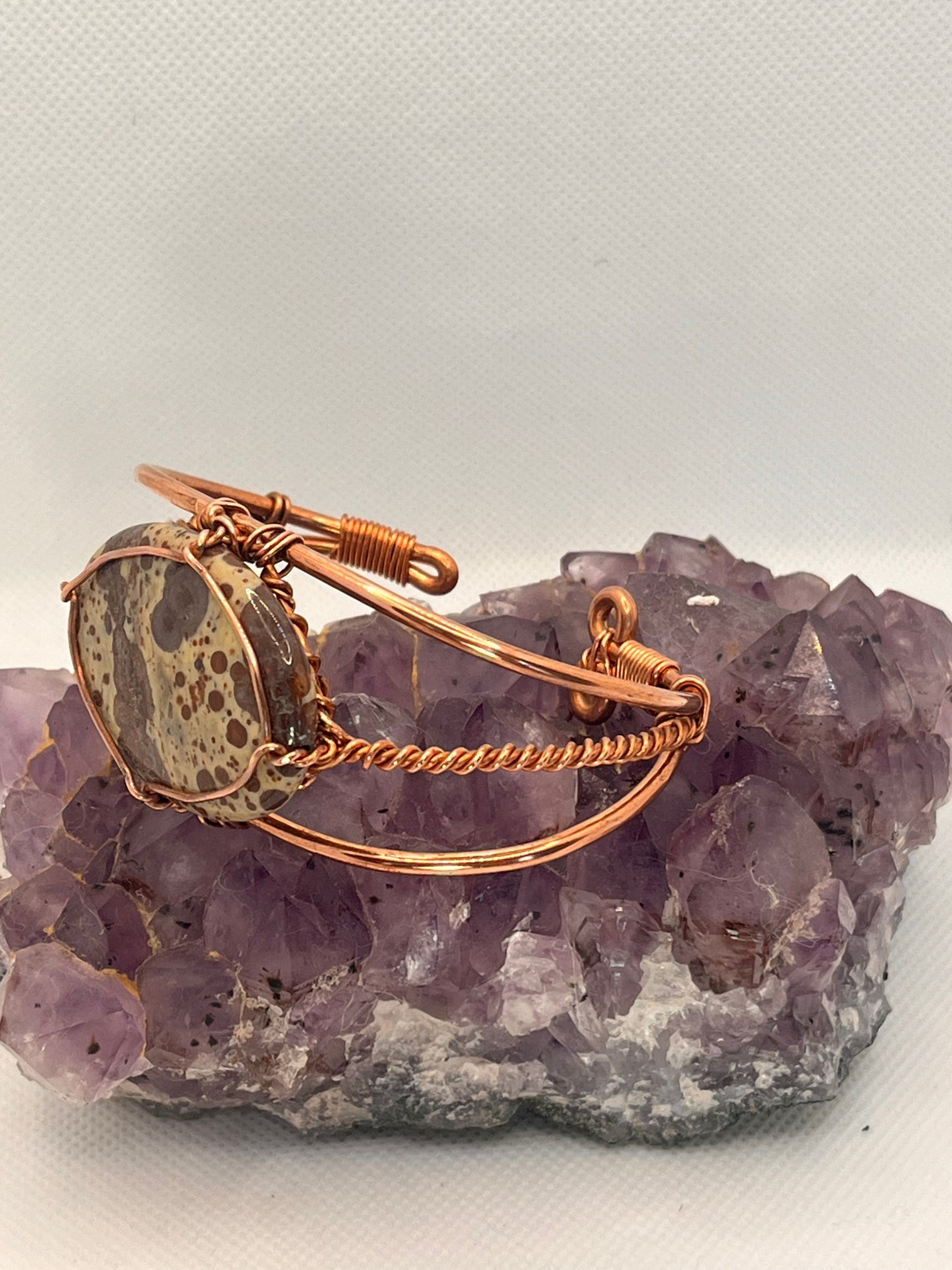 Dotted Jasper Copper Wirewrapped Bracelet