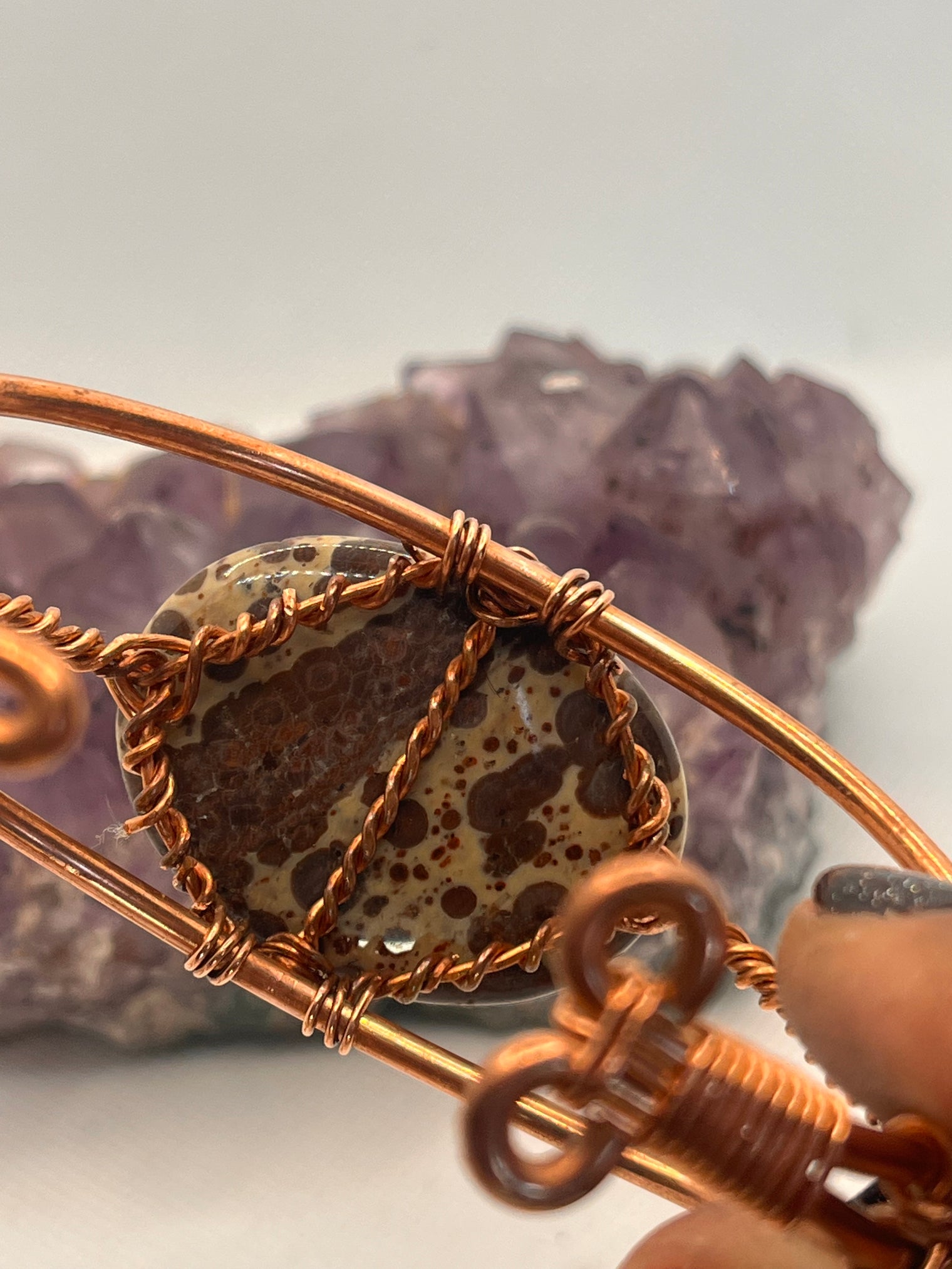 Dotted Jasper Copper Wirewrapped Bracelet