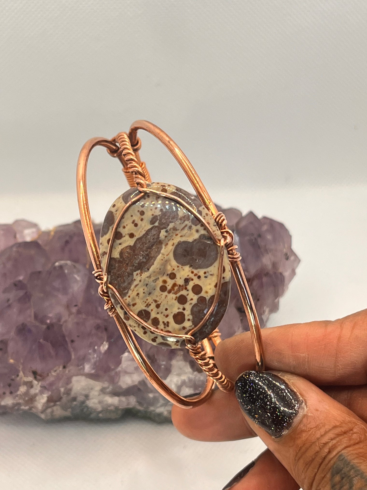 Dotted Jasper Copper Wirewrapped Bracelet
