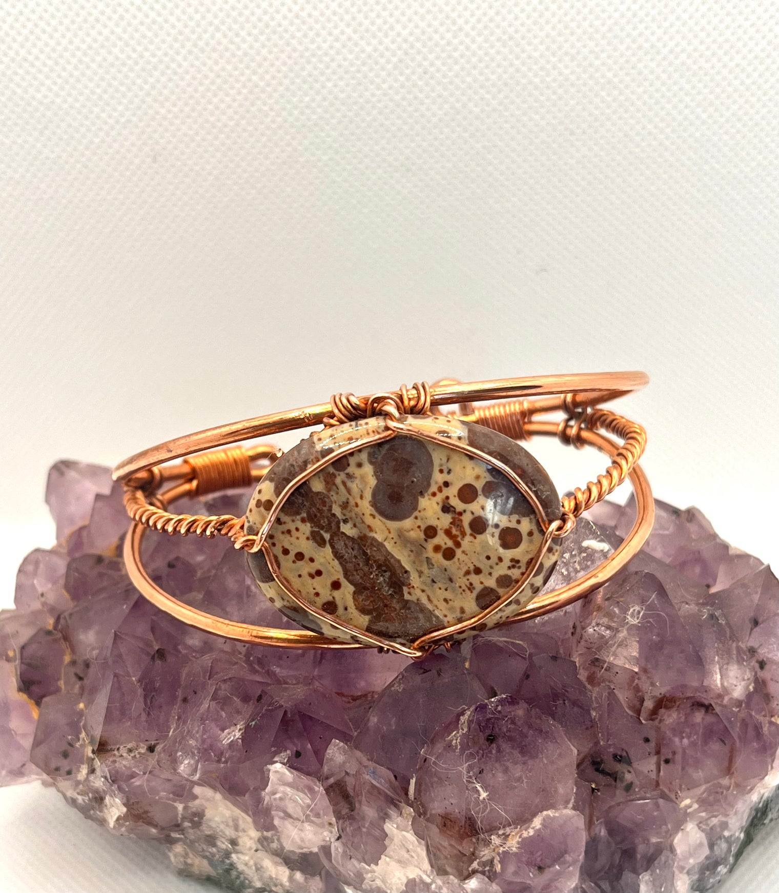Dotted Jasper Copper Wirewrapped Bracelet