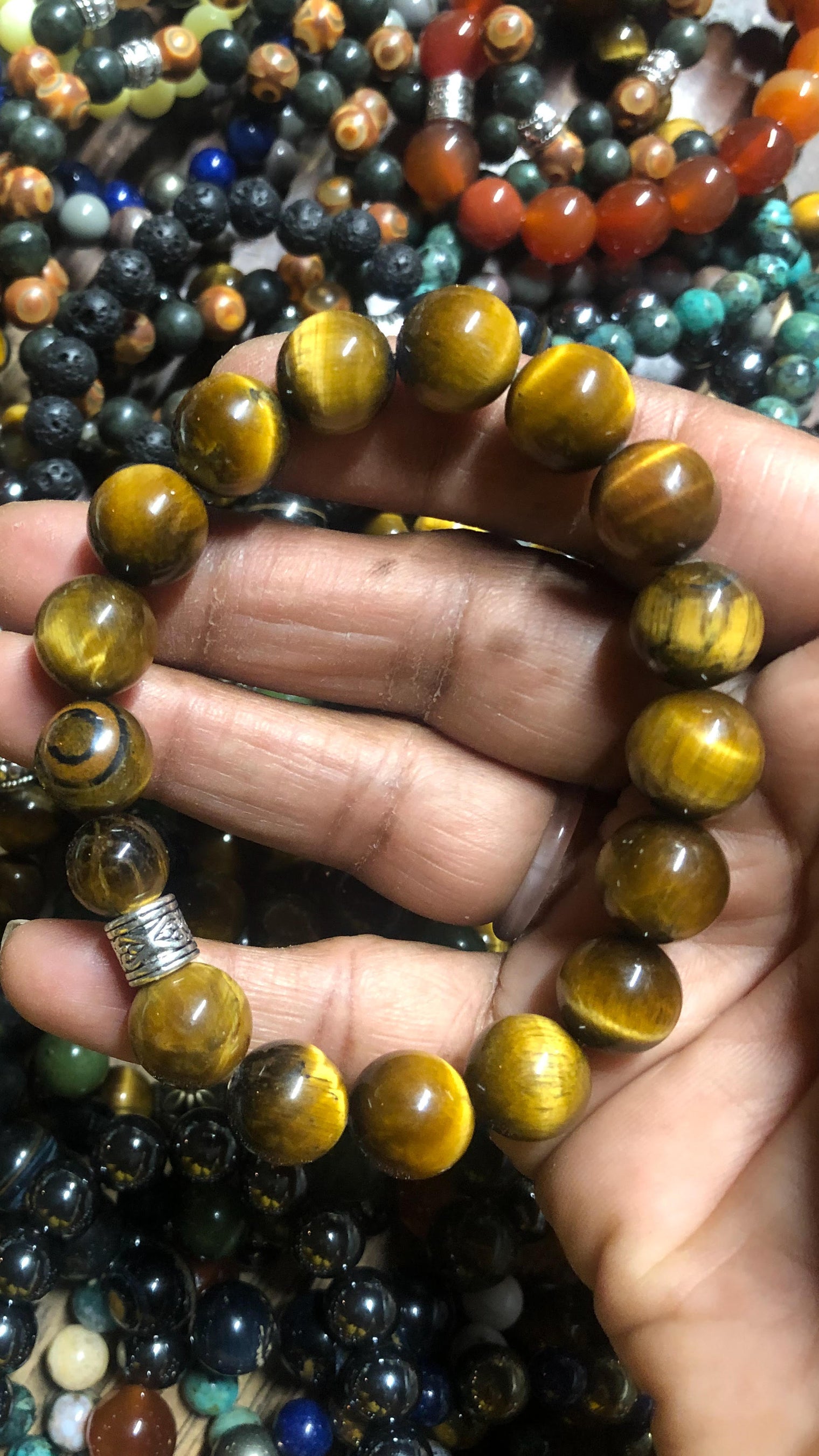 Tigers Eye 12MM Large Beads Stretchy Bracelet