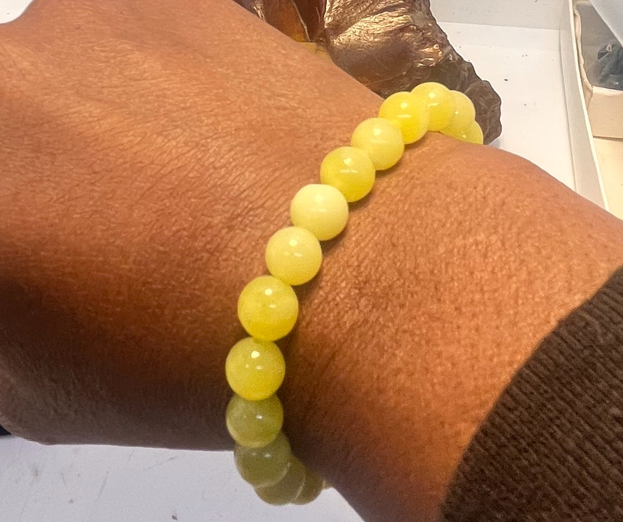 Yellow Serpentine 8mm Stretchy Bracelet