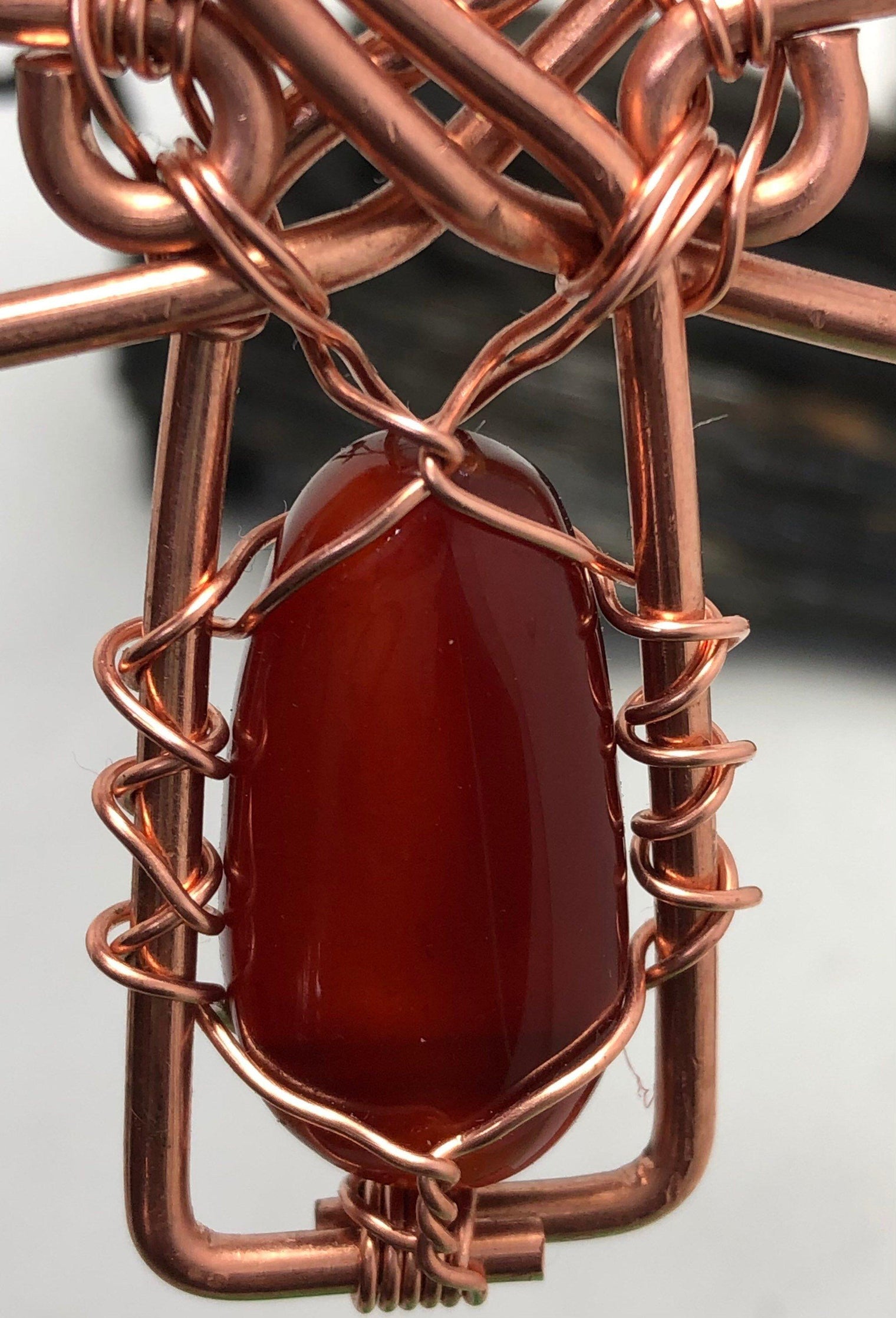 Carnelian and Copper Ankh Pendant Necklace - Infinite Treasures, LLC