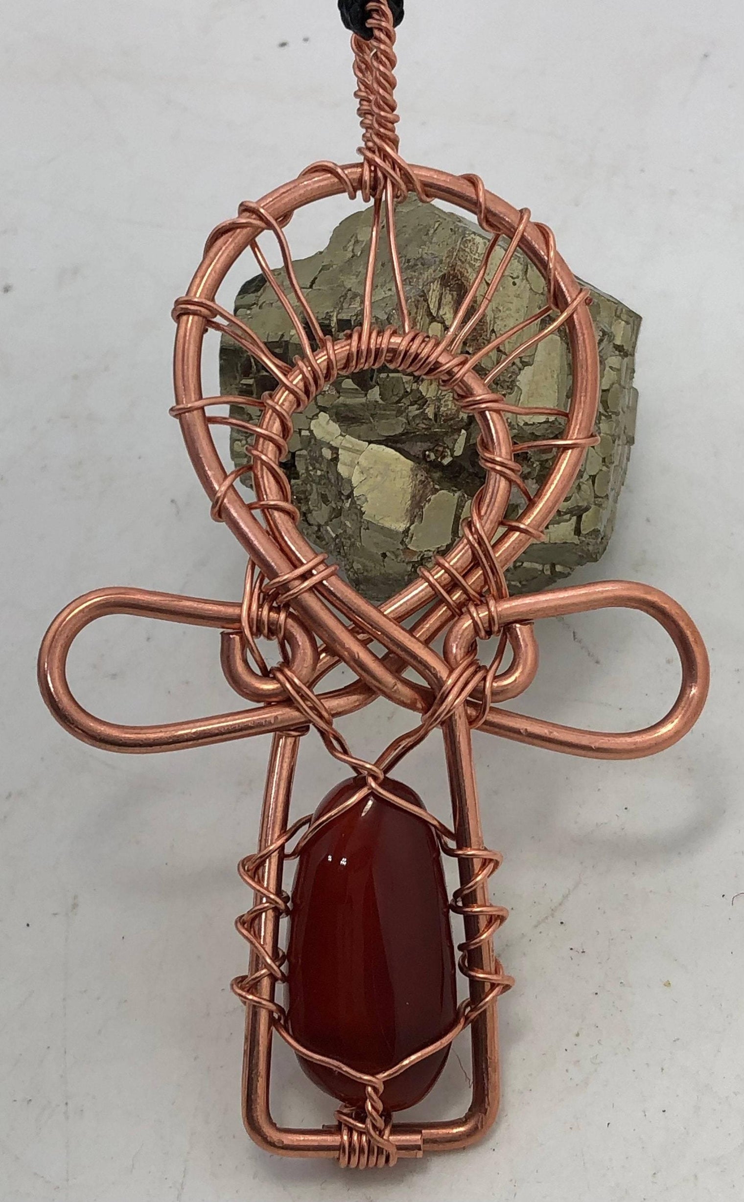 Carnelian and Copper Ankh Pendant Necklace - Infinite Treasures, LLC