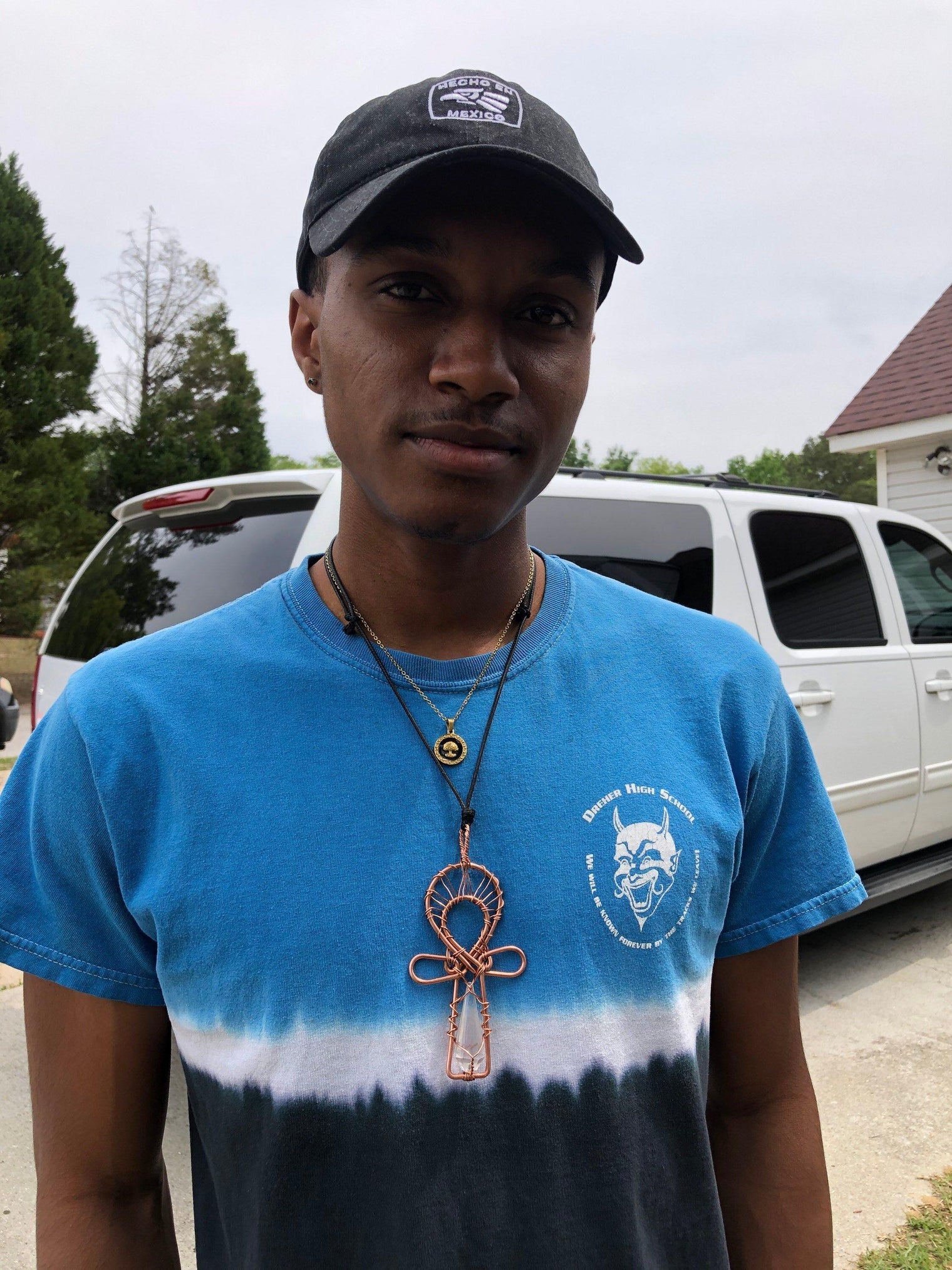 Crystal Quartz Vogel shaped Egyptian Kemetic Coptic Cross Copper Ankh Wirewrapped Pendant Necklace - Infinite Treasures, LLC