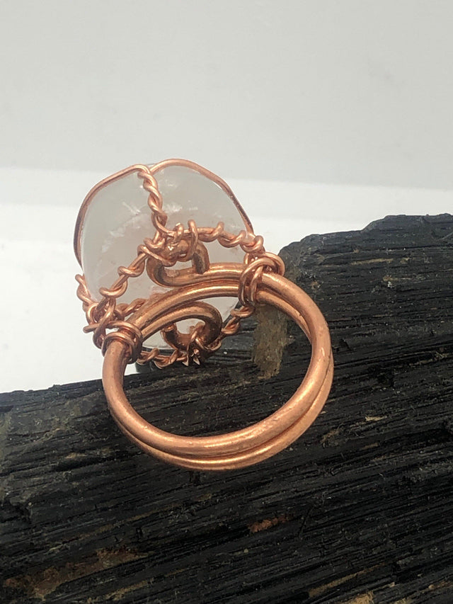 Moroccan Selenite Crystal Copper Wirewrapped Ring by Infinite Treasures,LLC - Infinite Treasures, LLC