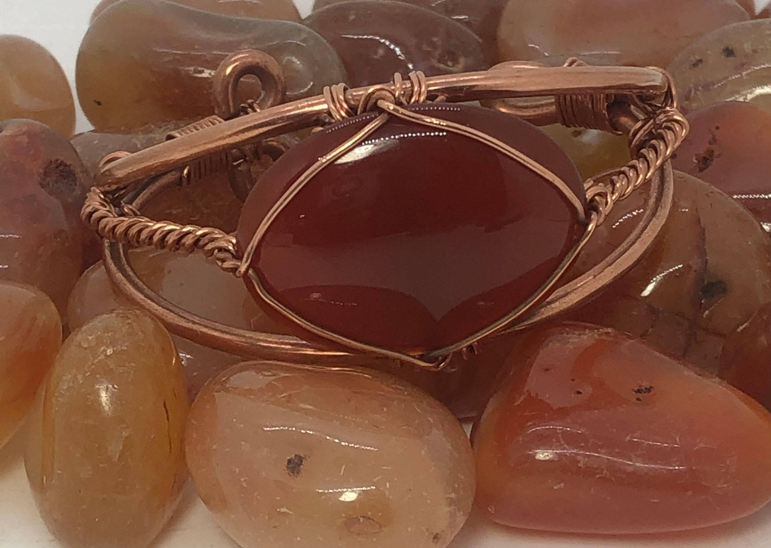 Carnelian Copper Bracelet Wire wrapped Handmade - Infinite Treasures, LLC