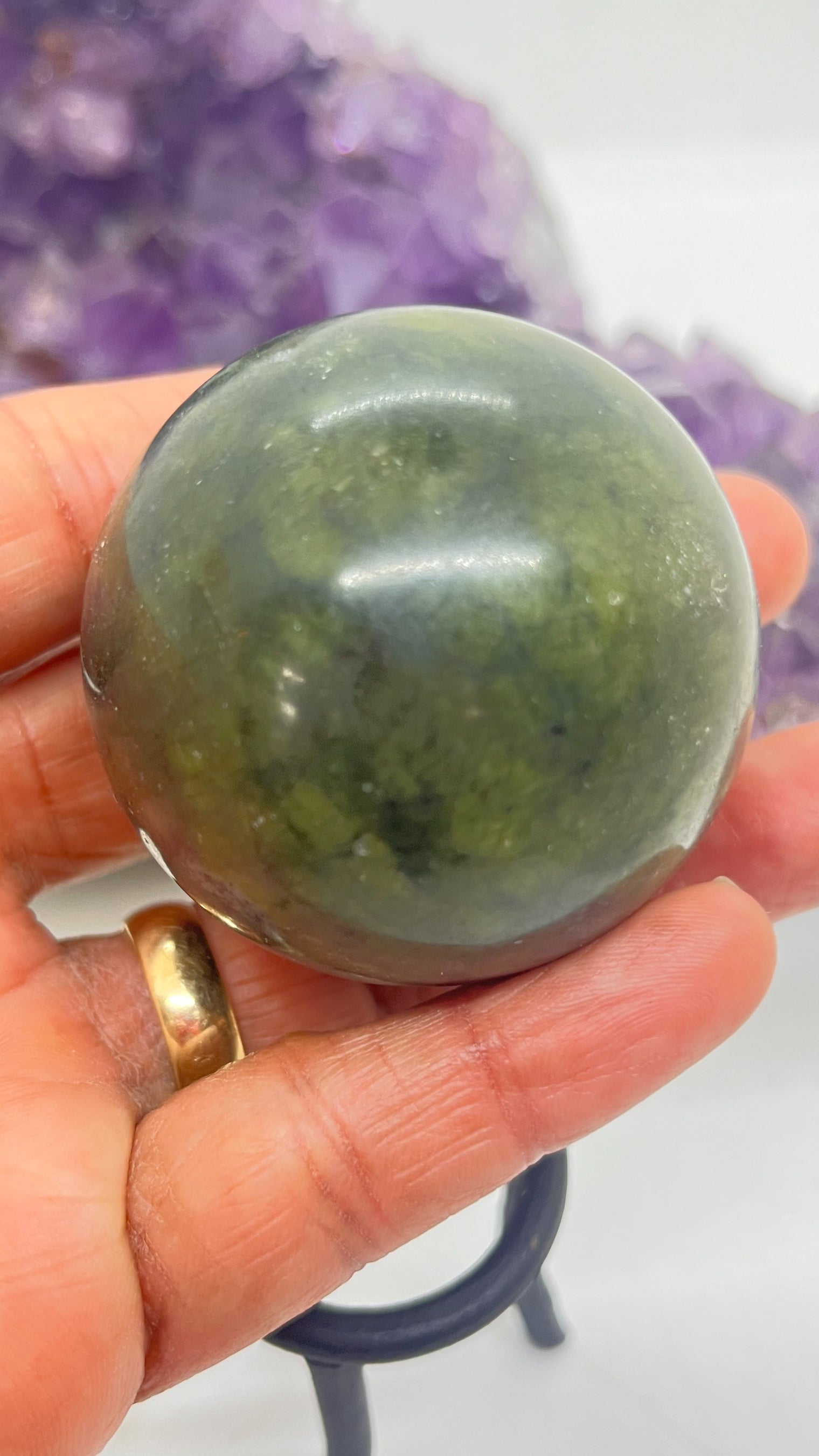 Nephrite Jade Sphere 2 inch~ 50MM with Stand