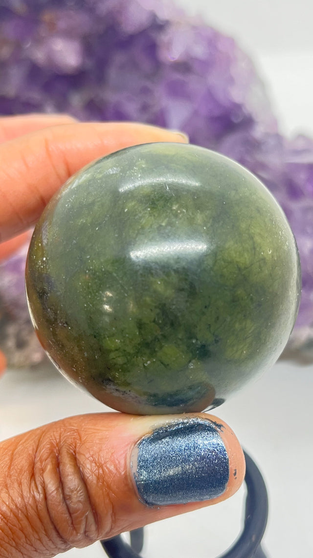 Nephrite Jade Sphere 2 inch~ 50MM with Stand