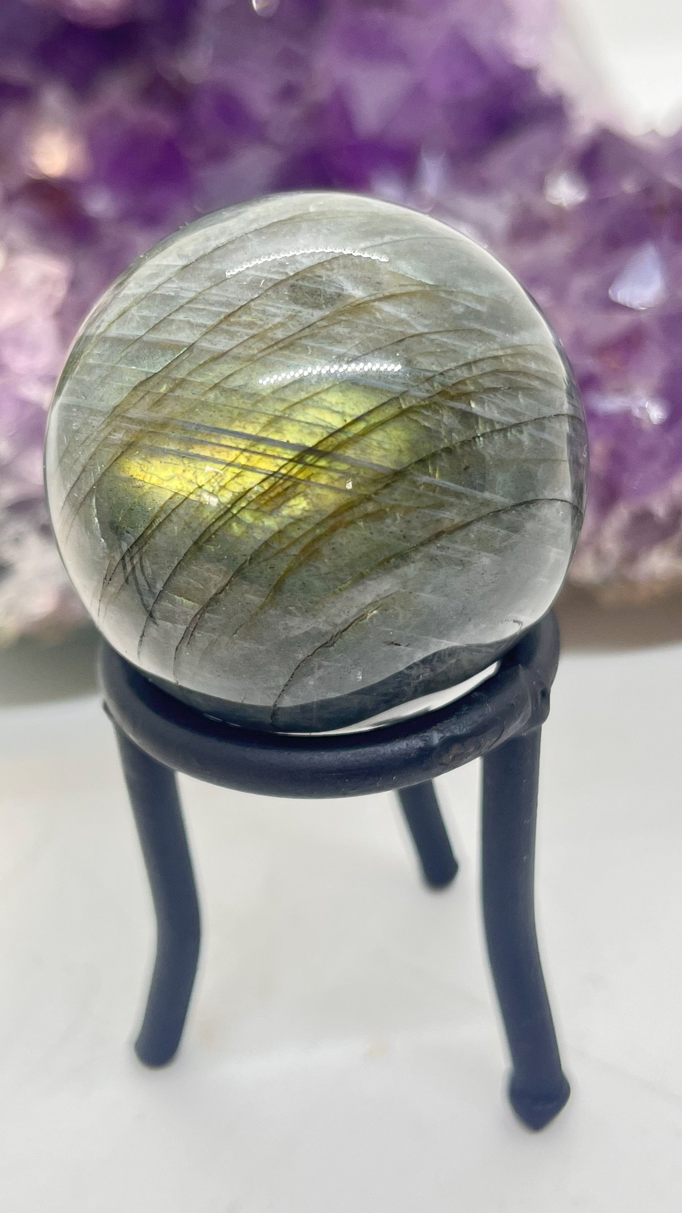 Labradorite 1.5 inch ~ 35mm Sphere with Stand