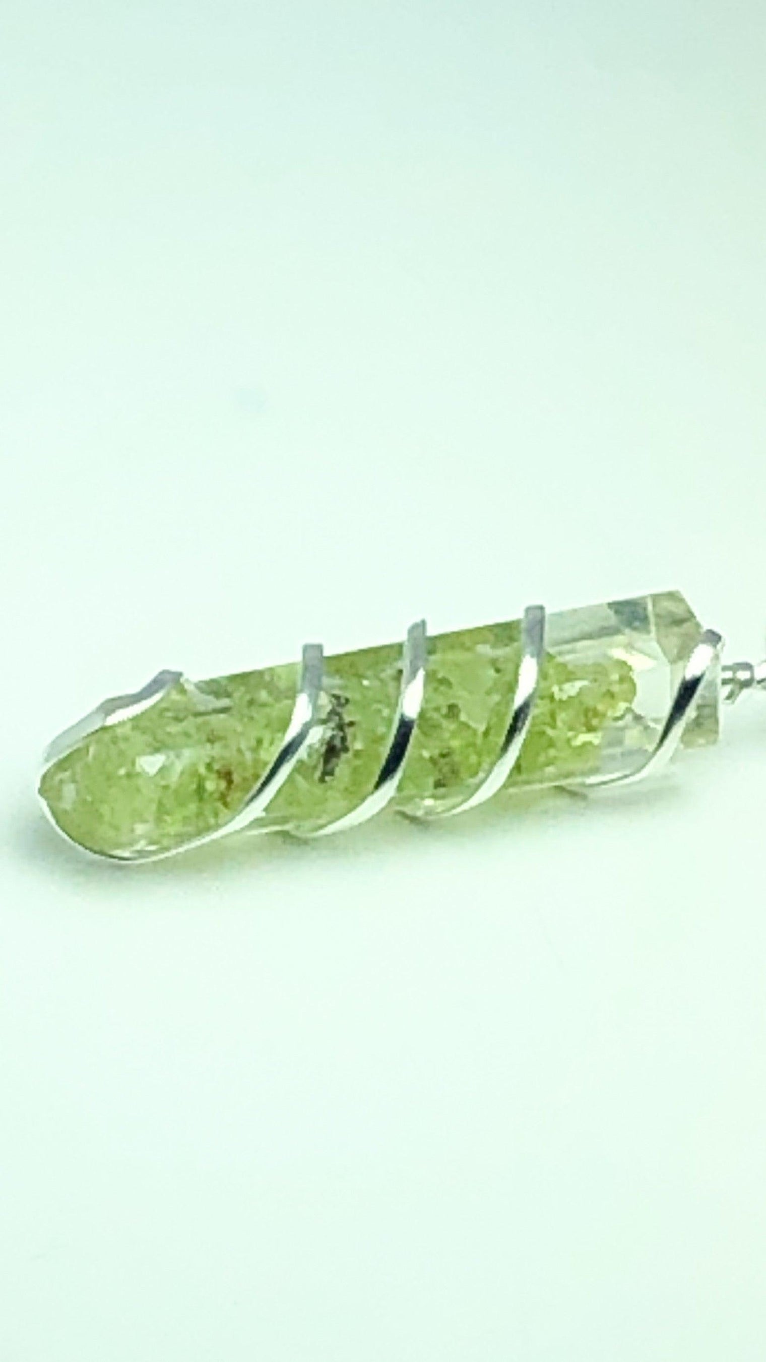 Peridot Organite Pendant with Silver Chain - Infinite Treasures, LLC