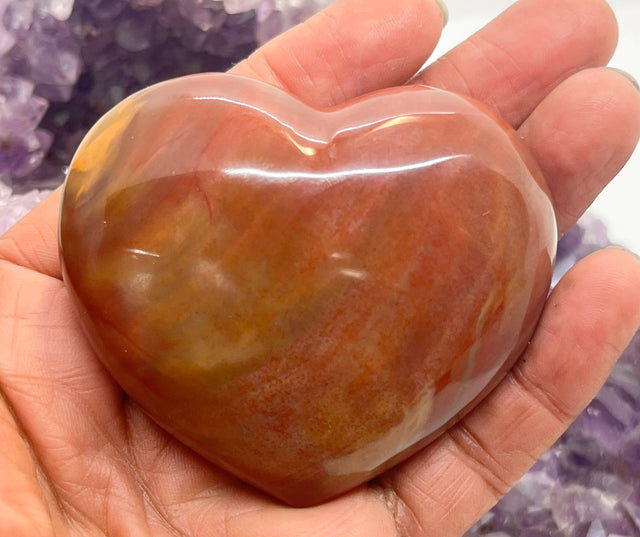 Petrified Wood 3- inch Heart Crystal Mineral Specimen