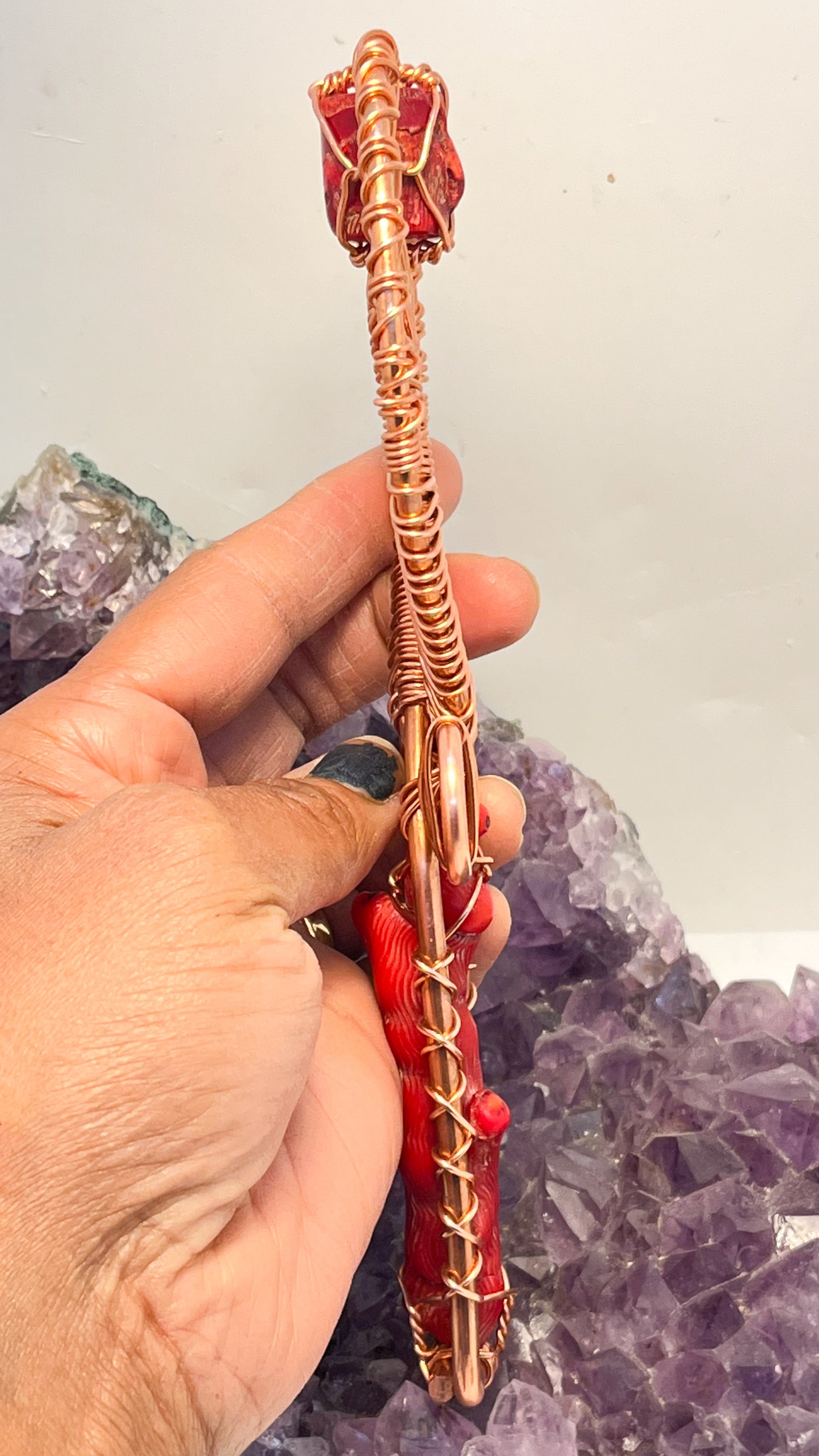 red coral copper pocket ankh