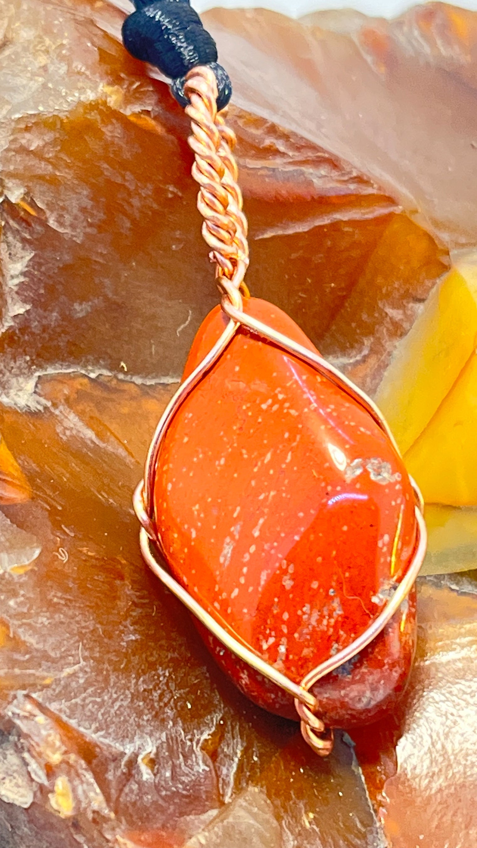 Red Jasper Crystal Copper Pendant