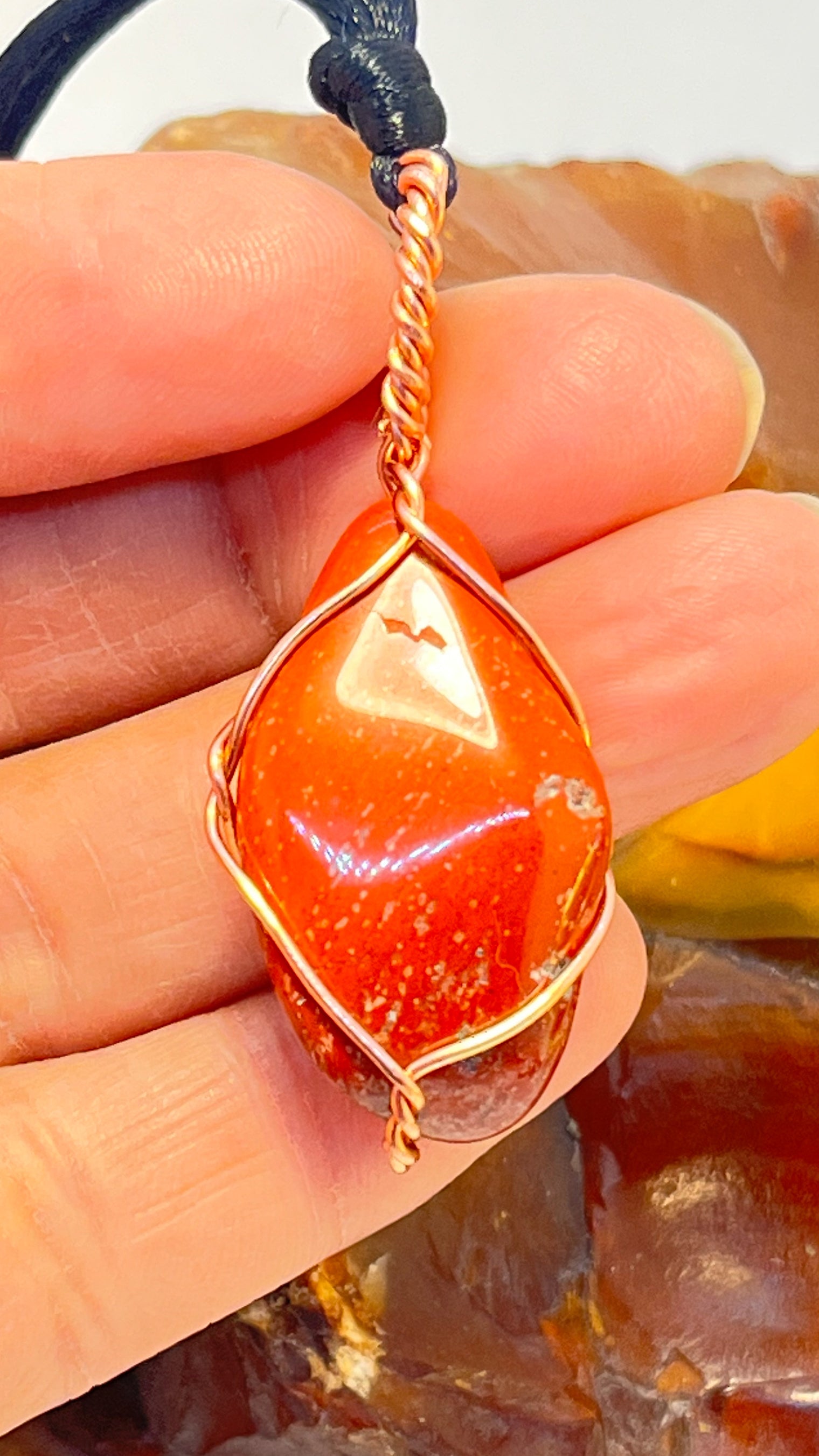 Red Jasper Crystal Copper Pendant