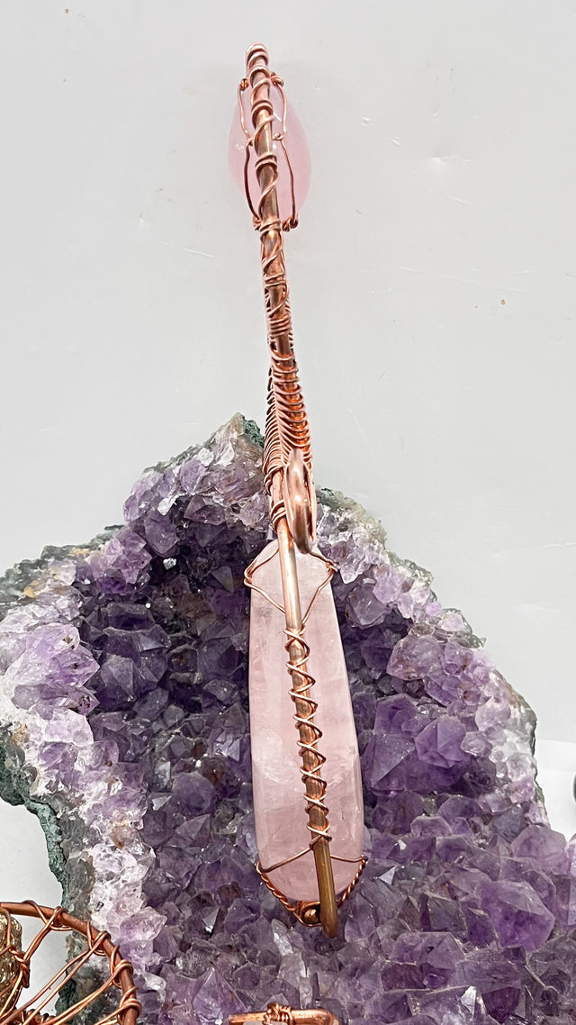 rose quartz copper ankh cross coptic