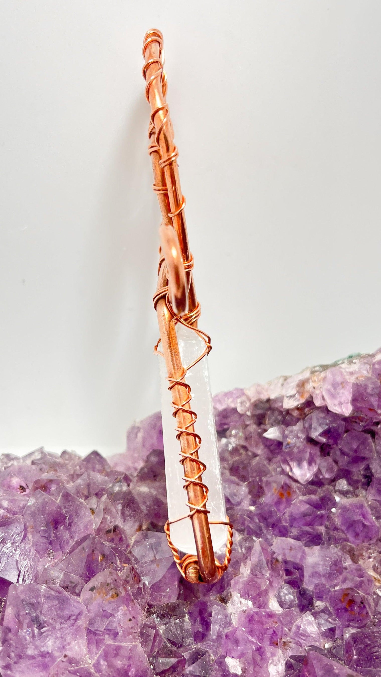 Selenite POCKET Ankh - Infinite Treasures, LLC crystal POCKET Ankh copper wirewrapped sacred geometry