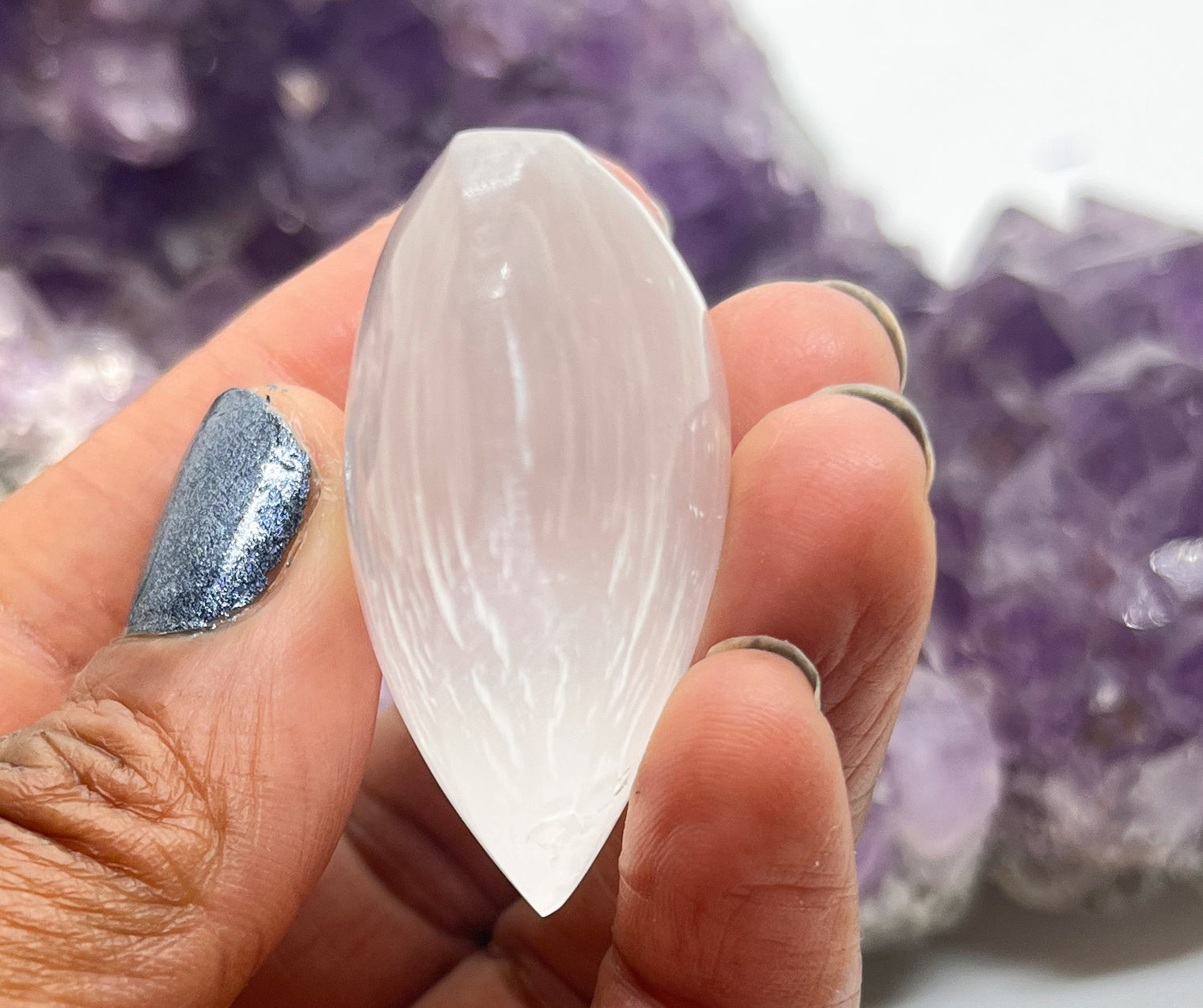 Selenite 1.5 inch Heart Crystal Mineral Specimen