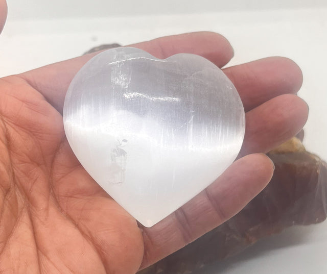 Selenite 2.5 inch Heart Crystal Mineral Specimen