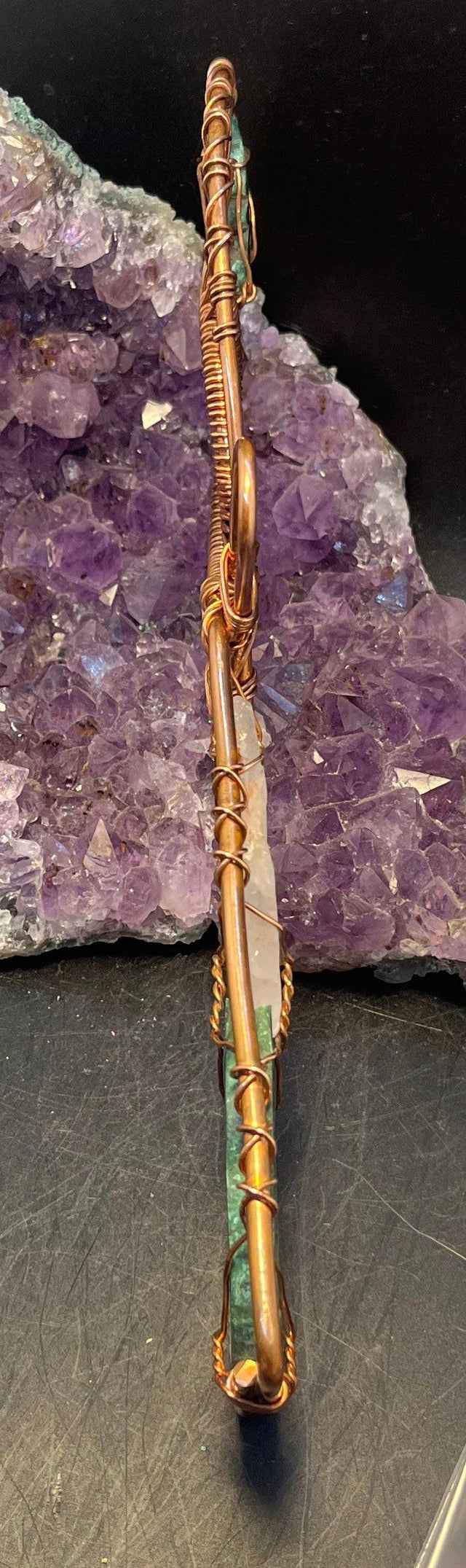 Unique Malachite with Fadden Quartz Copper Handheld Ankh - Infinite Treasures, LLC