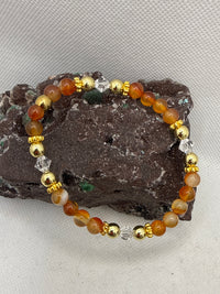 Carnelian Stretchy Bracelet with Swarovski Crystals