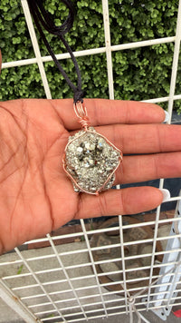 Pyrite Cluster Copper Pendant