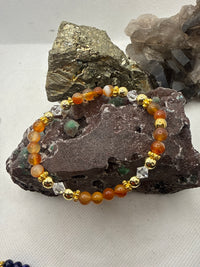 Carnelian Stretchy Bracelet with Swarovski Crystals