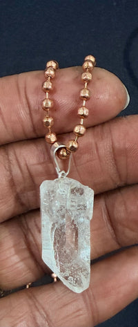 Clear Crystal Quartz Pendant on 20 inch Dainty Copper Chain