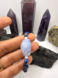 Lapis Lazuli and Blue Lace Agate Necklace 16 inch