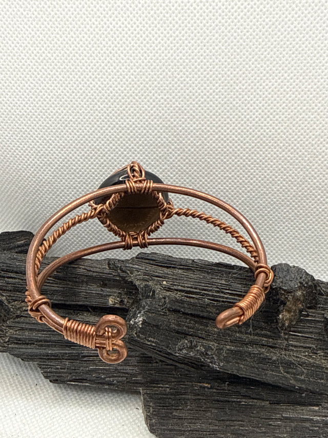 Smoky Quartz Crystal Copper Bracelet Wire Wrapped Handmade