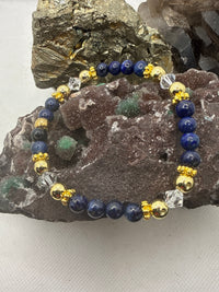 Lapis Lazuli Stretchy Bracelet with Swarovski Crystals