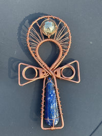 Lapis Lazuli and Pyrite EMF Protection Handheld Ankh