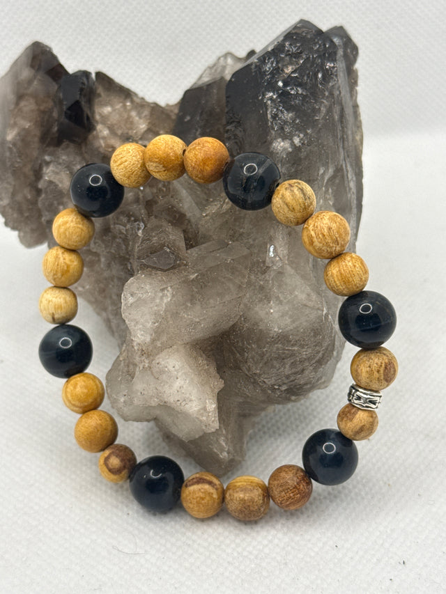 Palo Santo 8mm with Blue Tigers Eye Stretchy Bracelet