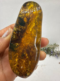 Amber Stone from Chiapas, Mexico, 3.4 inch Large Genuine Amber, 460 Carats , Green Fluorescent Mineral