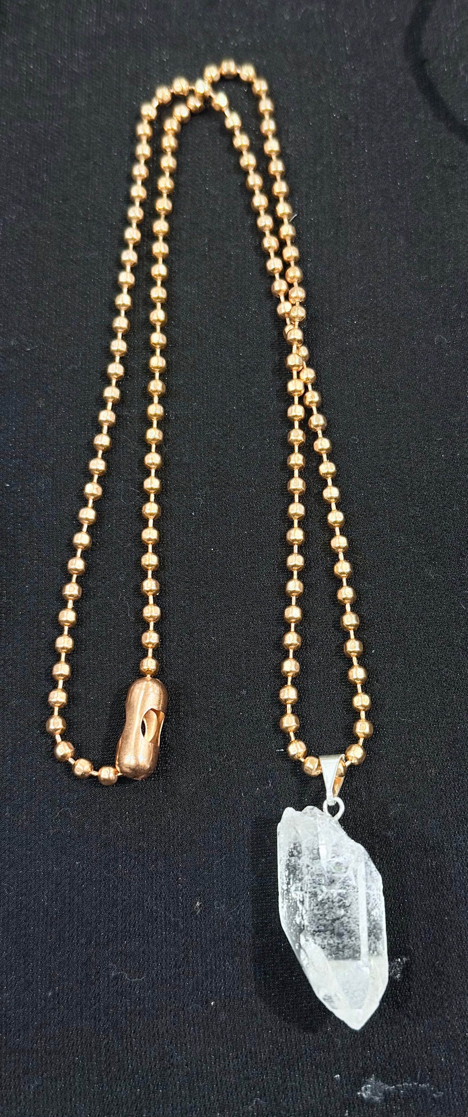 Clear Crystal Quartz Pendant on 20 inch Dainty Copper Chain