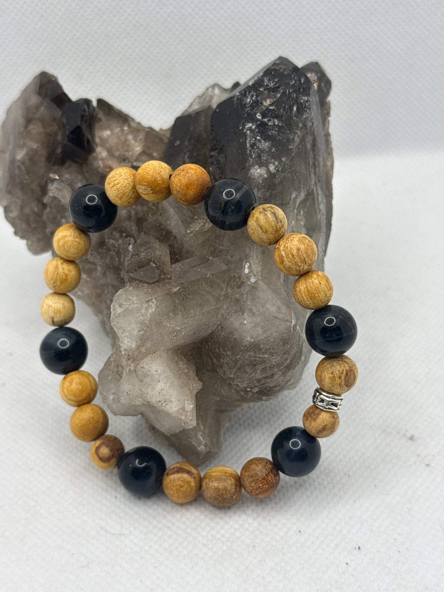 Palo Santo 8mm with Blue Tigers Eye Stretchy Bracelet
