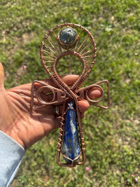 Lapis Lazuli and Pyrite EMF Protection Handheld Ankh