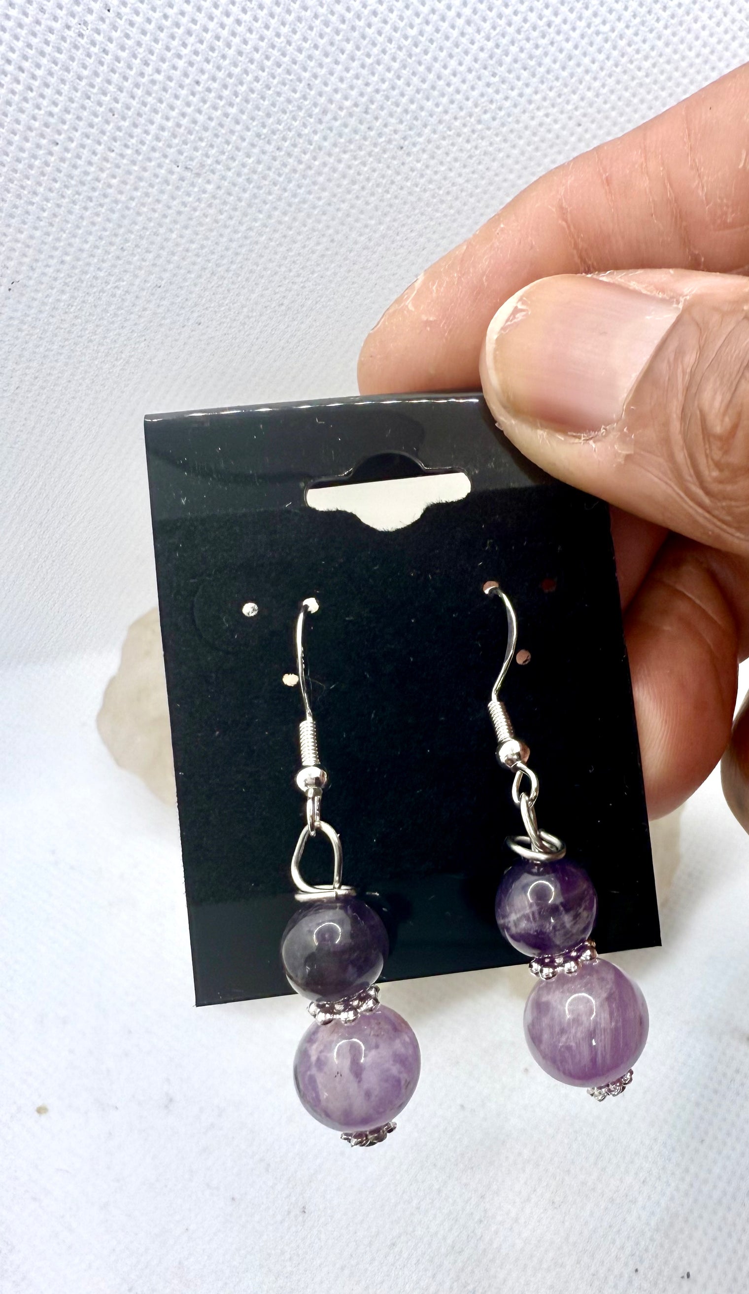 Amethyst Sterling Silver Plated Hooks  Earrings