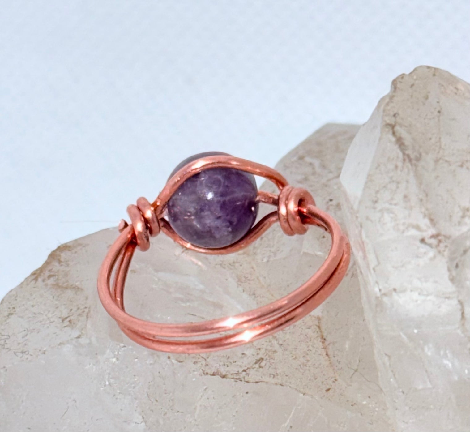 Amethyst Copper Bead Ring