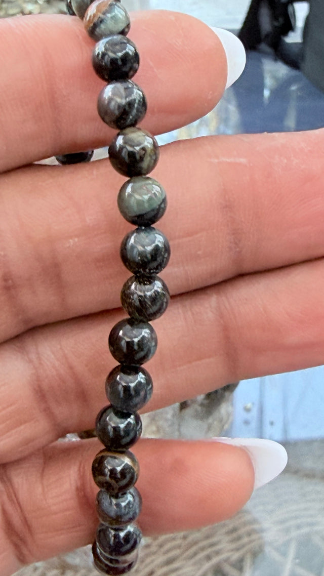 Blue Tigers Eye "Hawks Eye" Stretchy Bracelet
