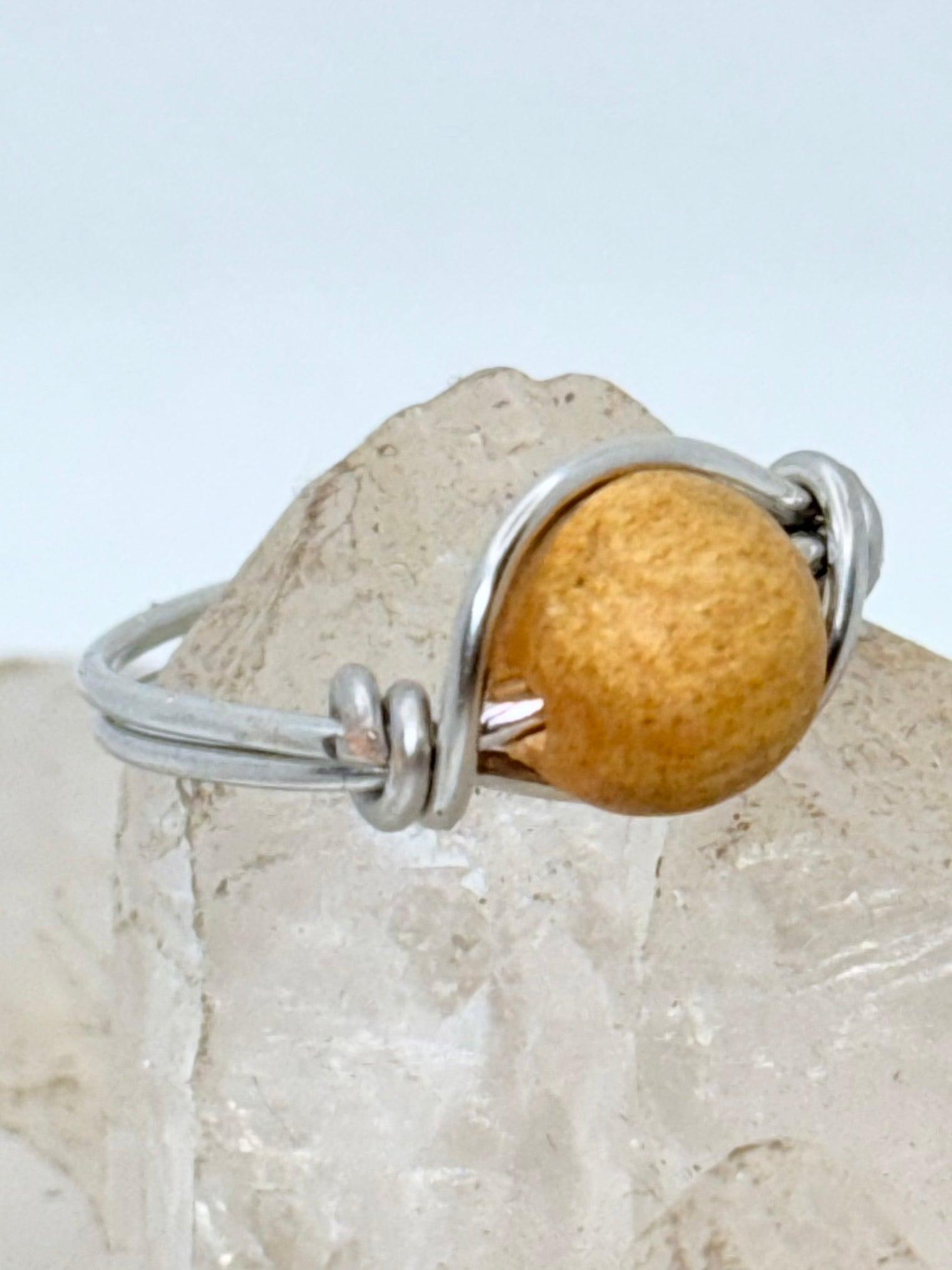 Palo Santo on Tinned Copper Bead Ring